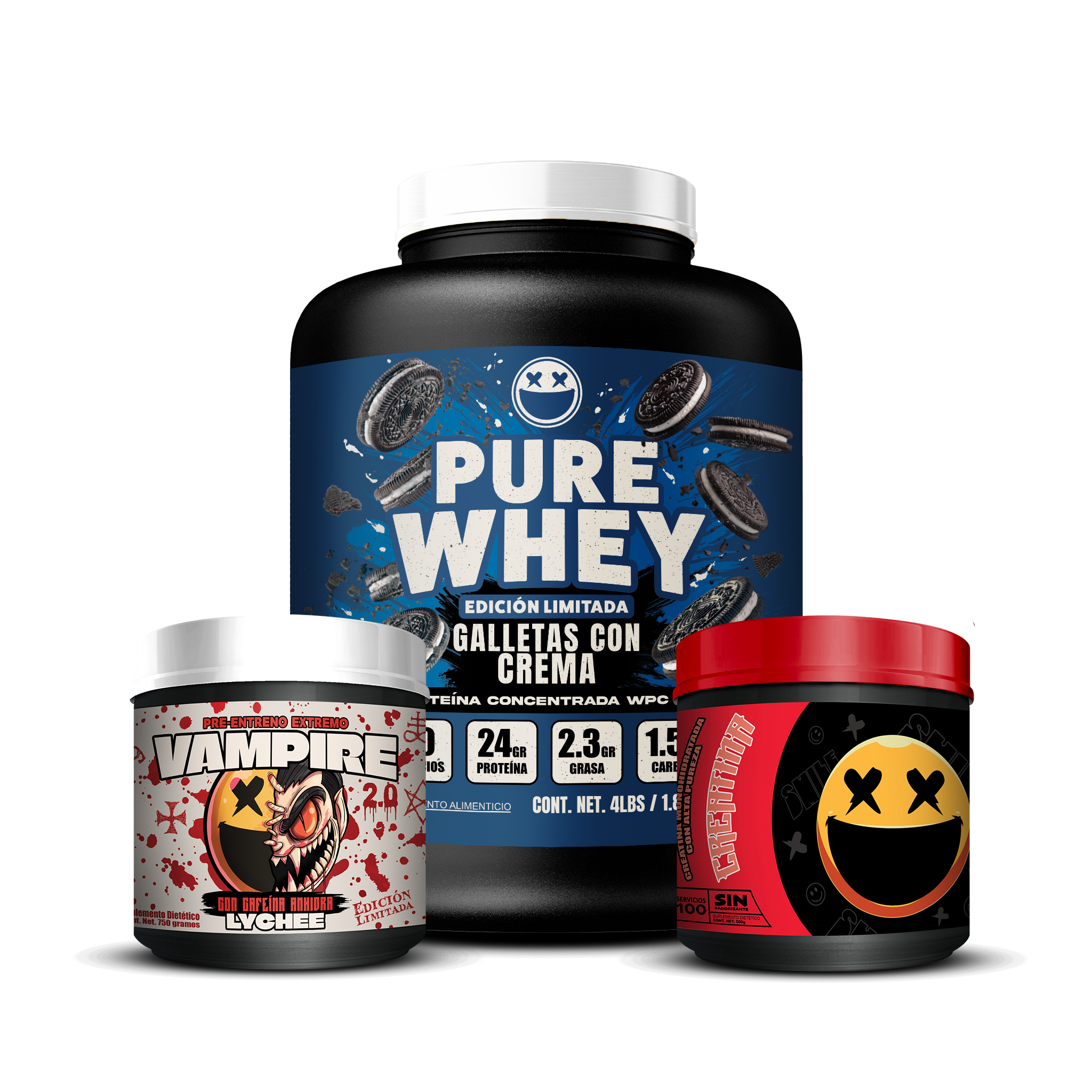 PURE WHEY 4lbs / CREATINA 500g / VAMPIRE 2.0