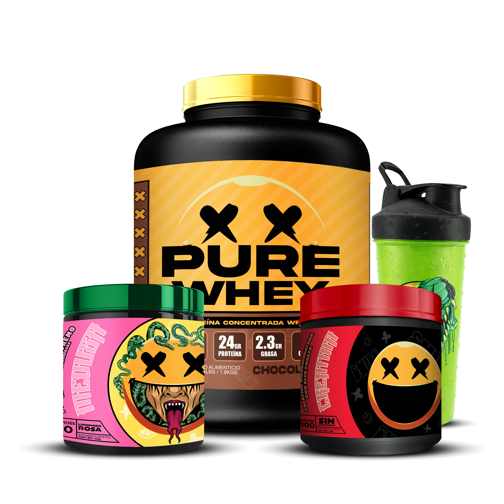 PURE WHEY 4lbs / MEDUSA / CREATINA 500g / SHAKER
