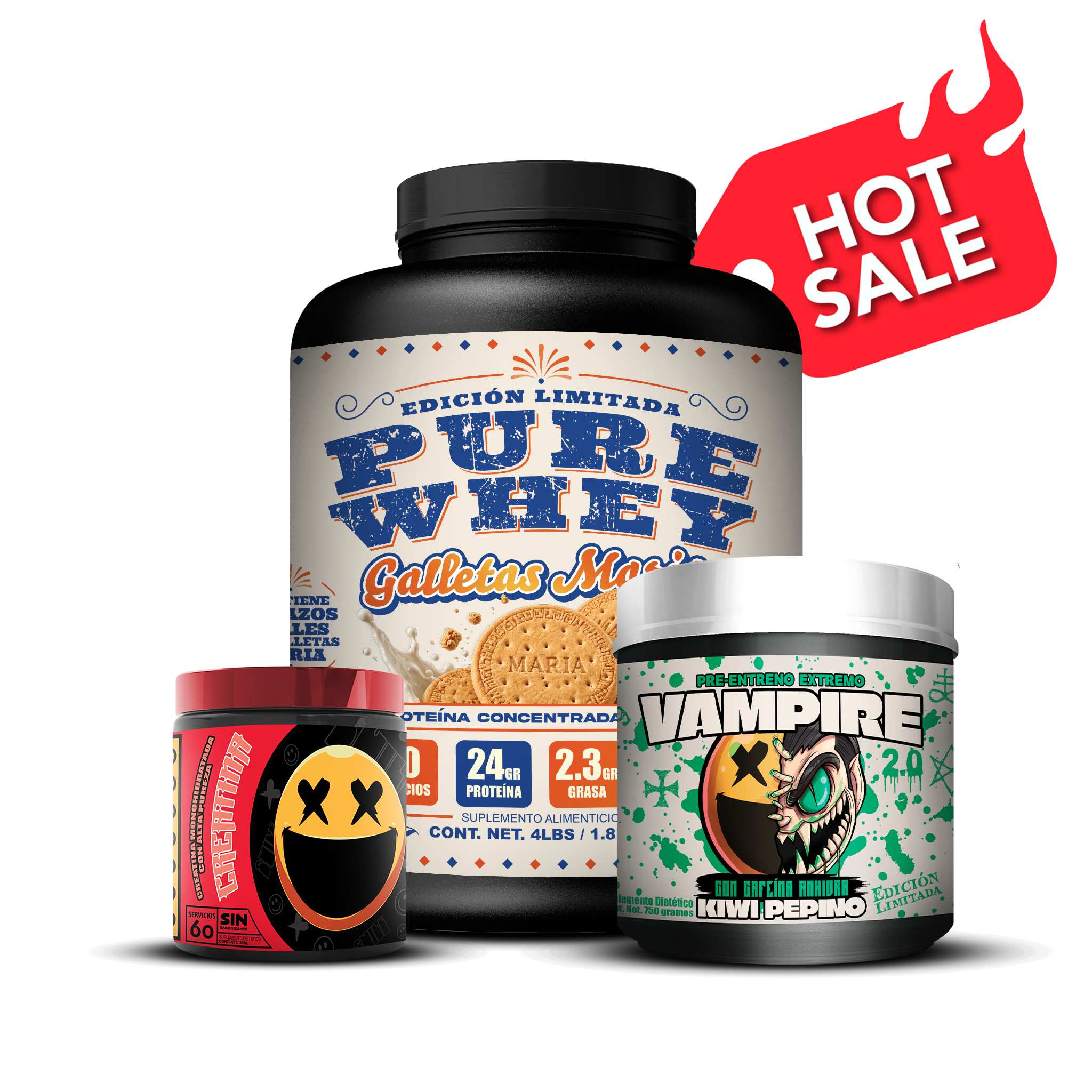 PURE WHEY 4lbs / VAMPIRE 2.0 / CREATINA 60S