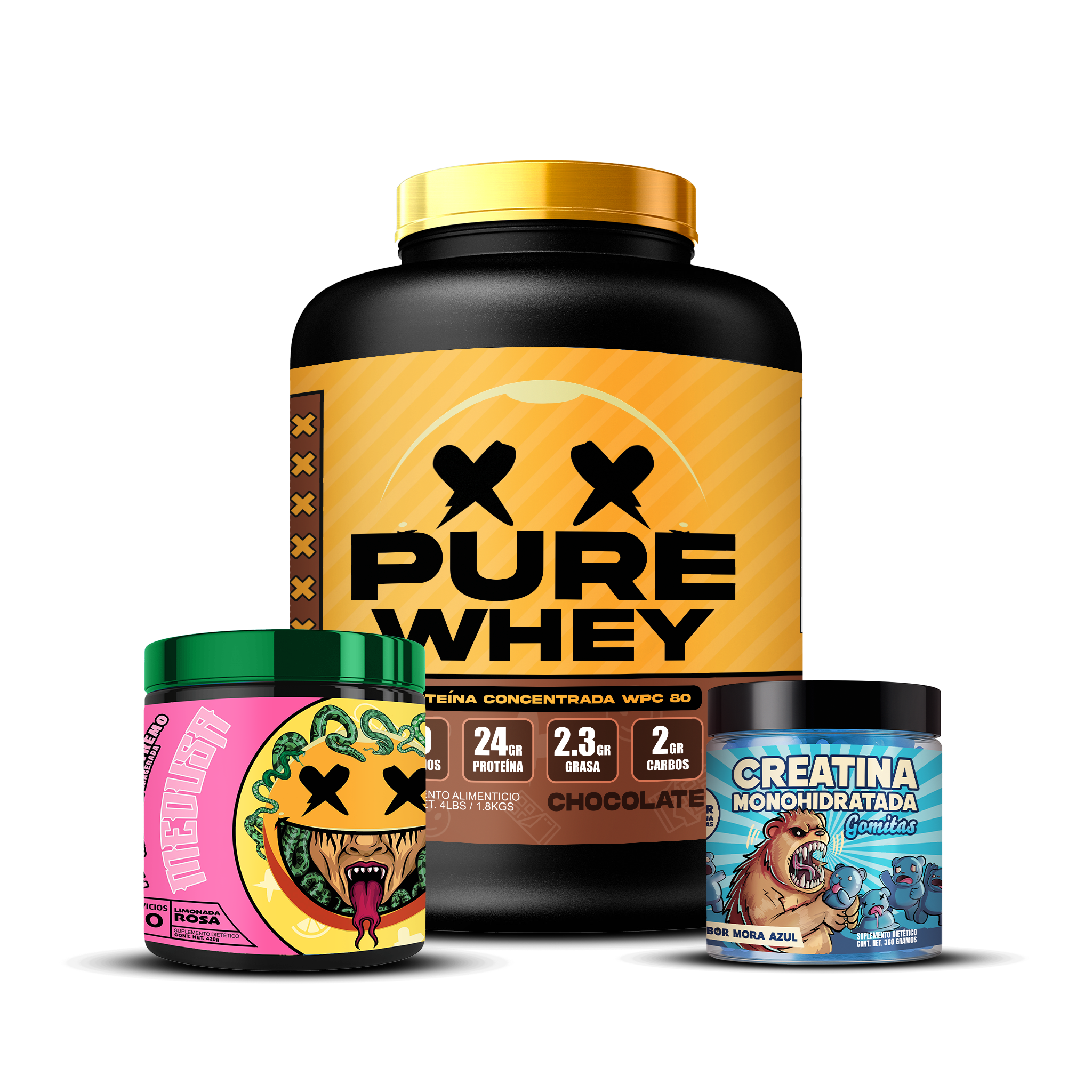 PURE WHEY 4lbs / CREATINA GOMITAS / MEDUSA