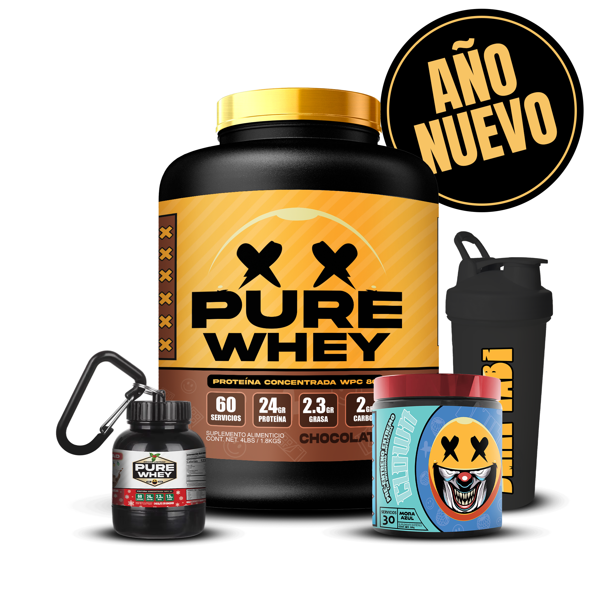 PURE WHEY 4lbs / CLOWN / EMBUDO / SHAKER