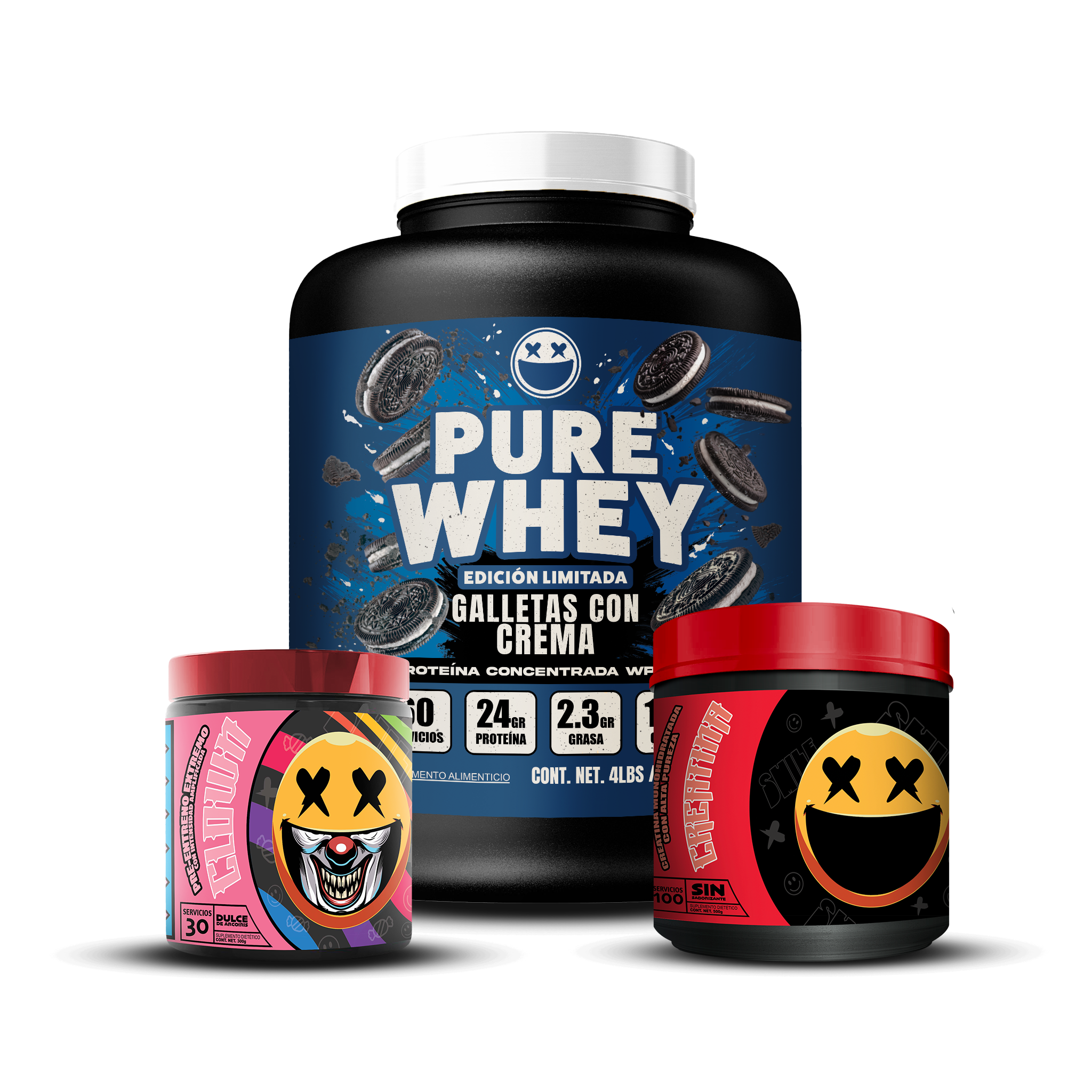 PURE WHEY 4lbs / CREATINA 500gr / CLOWN