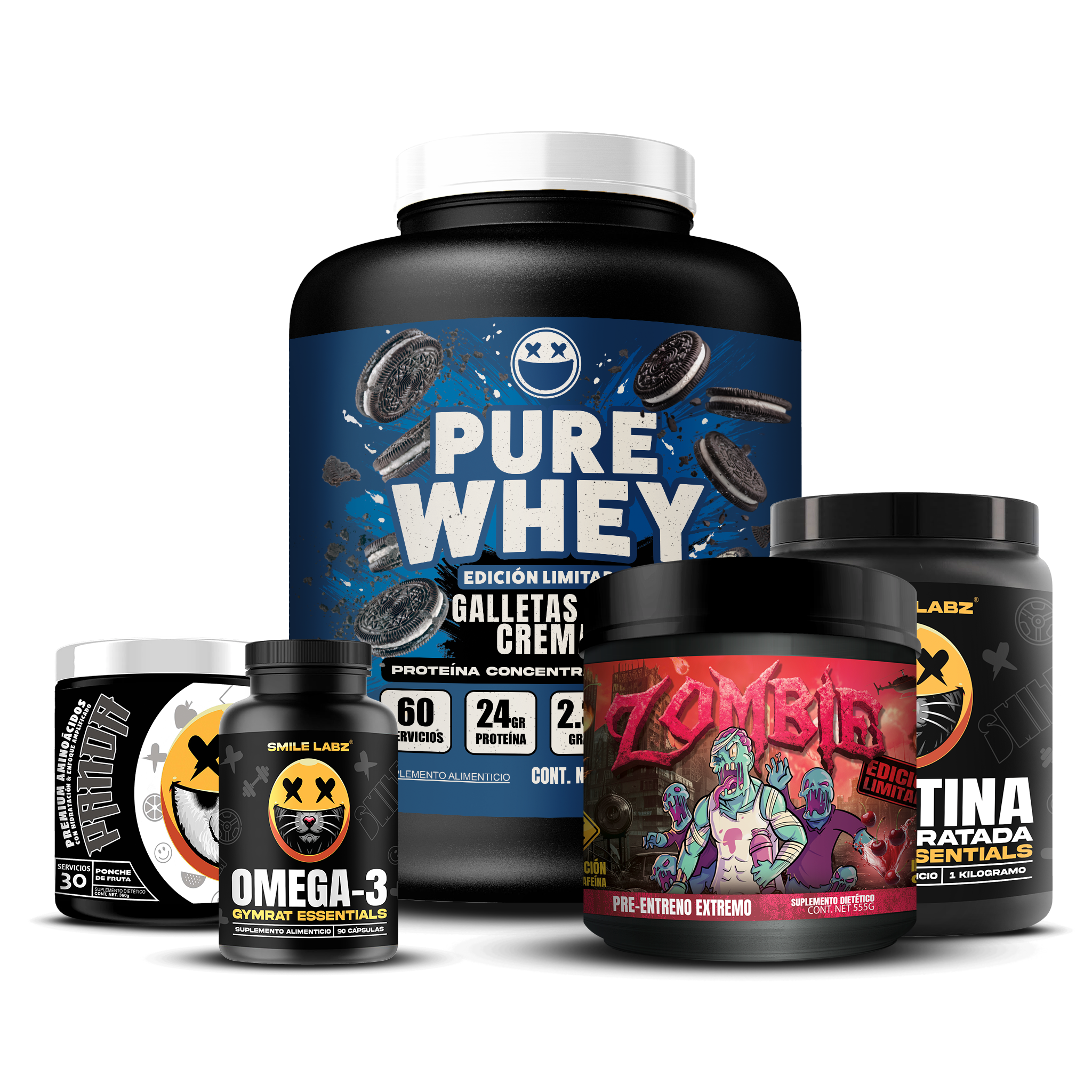 PURE WHEY 4lbs / CREATINA 1kg / OMEGA-3 90cap / PANDA / ZOMBIE