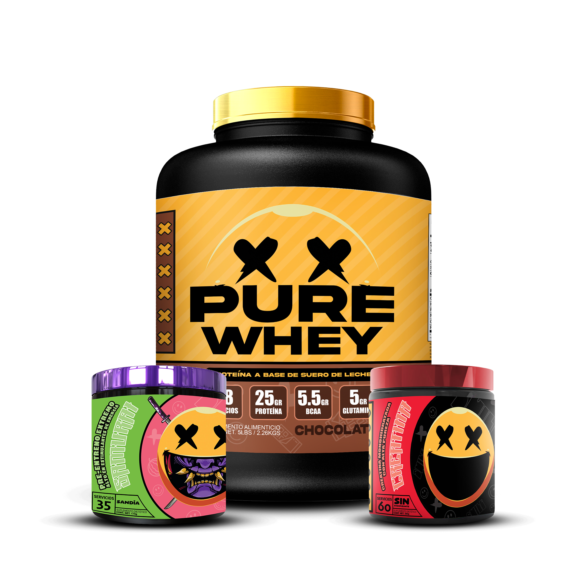 PURE WHEY 5lbs / CREATINA 60s / SAMURAI 35s