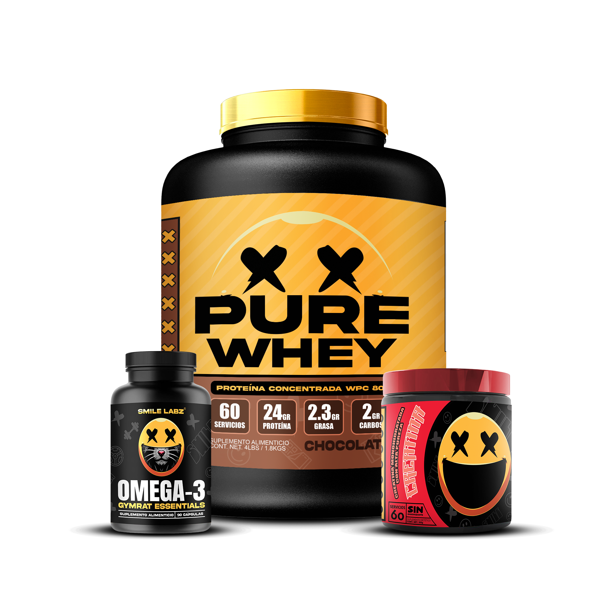 PURE WHEY 4lbs / CREATINA 60s / OMEGA-3