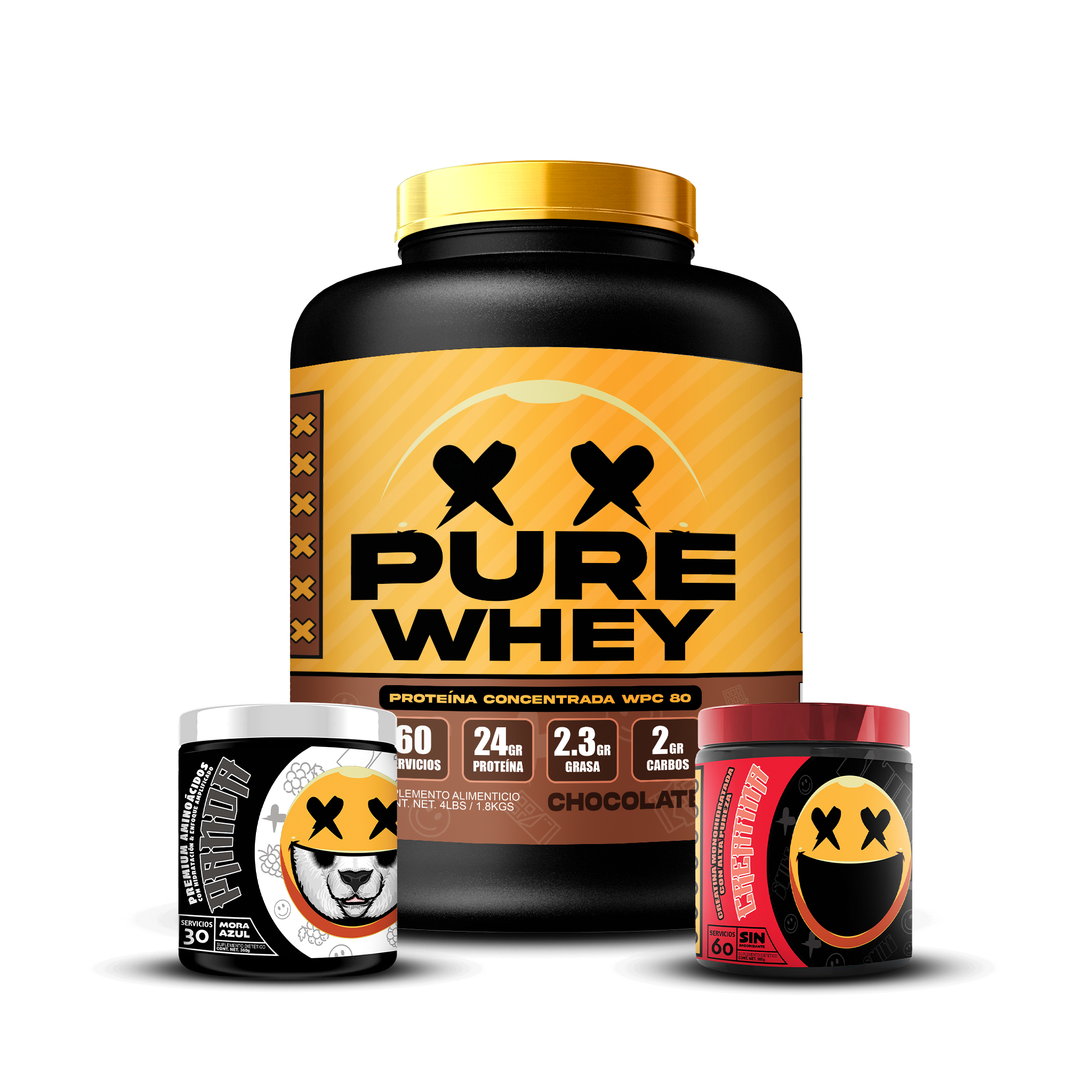 PURE WHEY 4LBS / CREATINA 60S / PANDA 30S