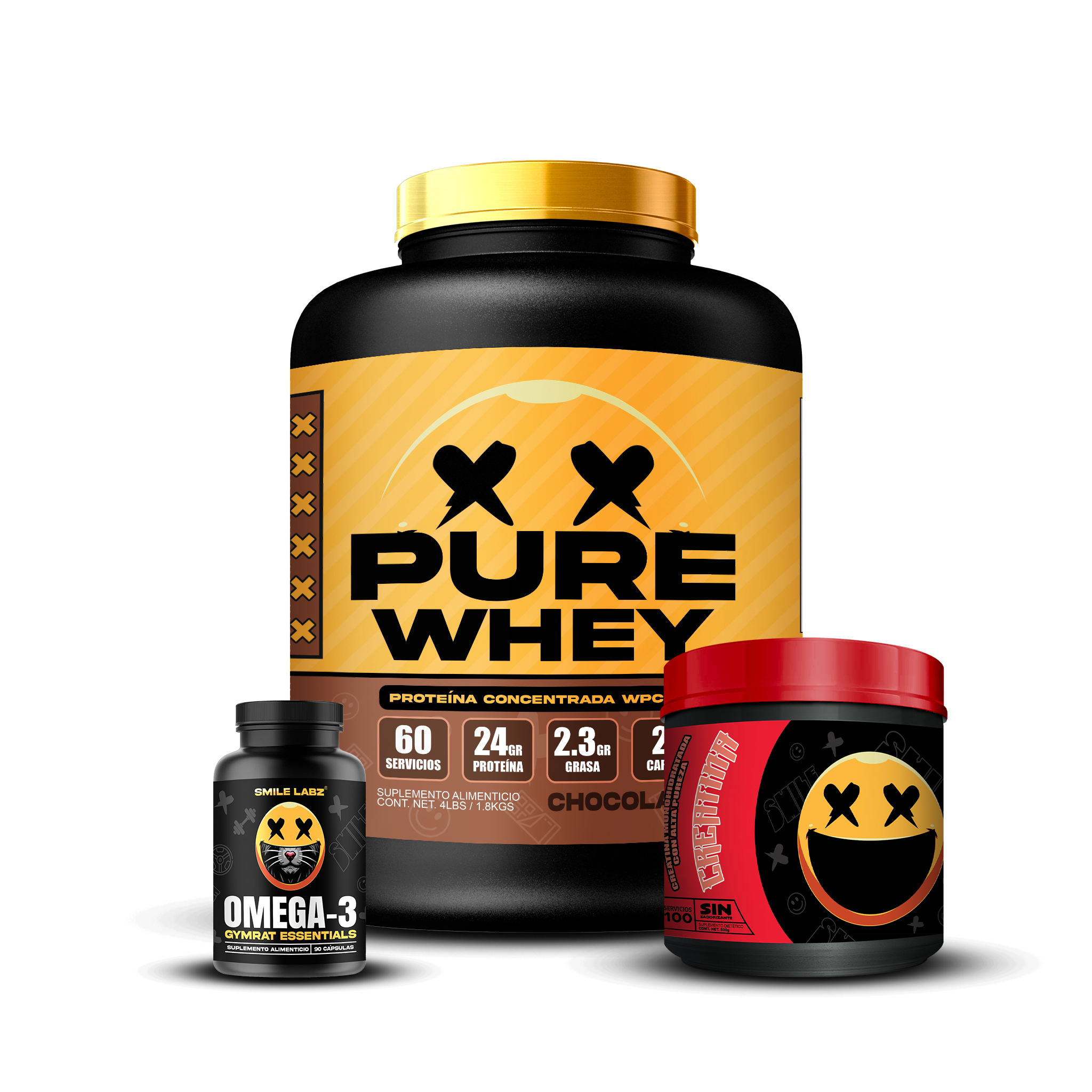 PURE WHEY 4lbs / CREATINA 100s / OMEGA-3