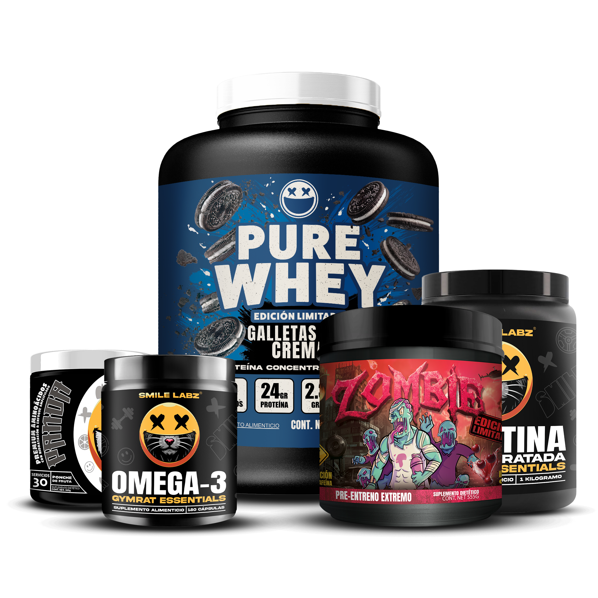 PURE WHEY 4lbs / CREATINA 1kg / OMEGA-3 180cap / PANDA / ZOMBIE