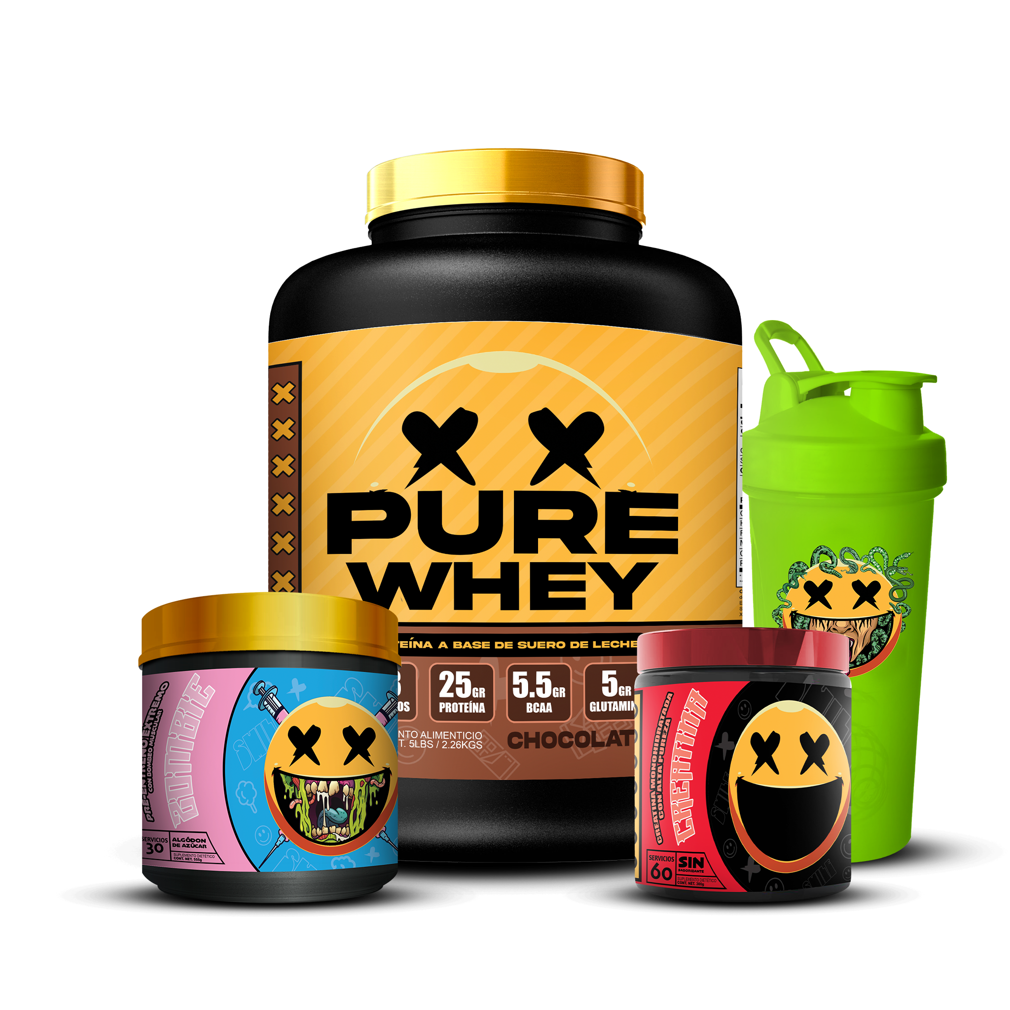 PURE WHEY 4lbs / CREATINA 60s / ZOMBIE / SHAKER